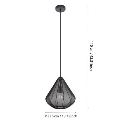 Eglo - Chandelier on a string 1xE27/40W/230V d. 33,5 cm black