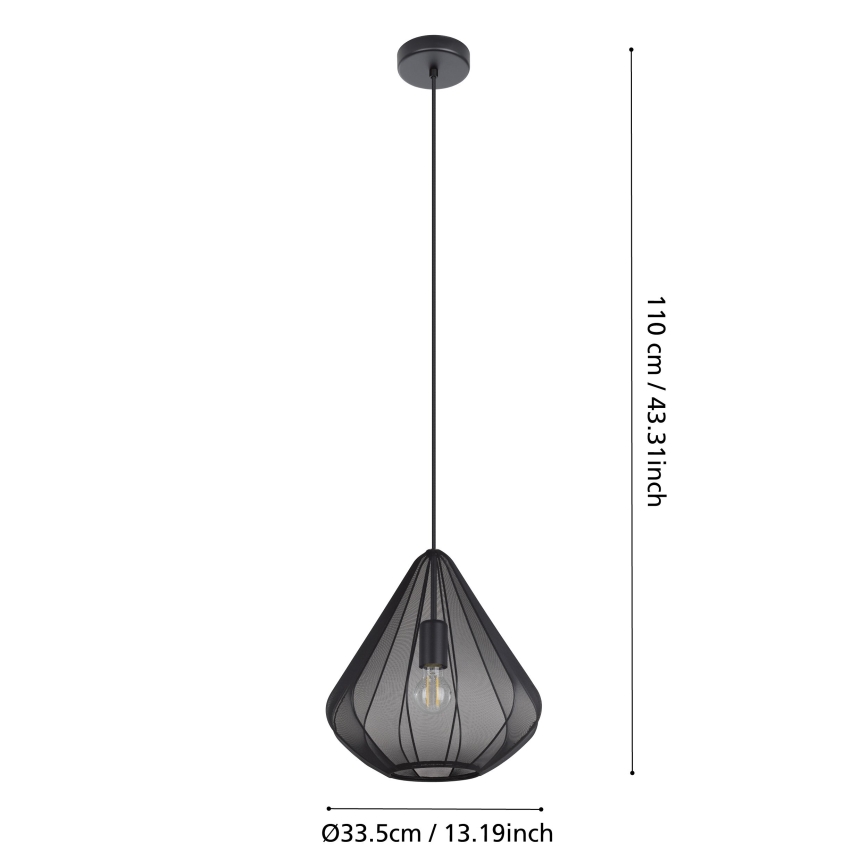 Eglo - Chandelier on a string 1xE27/40W/230V d. 33,5 cm black