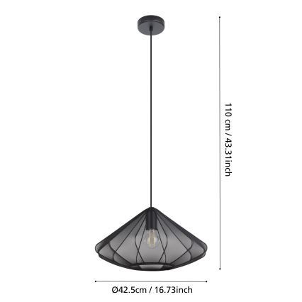 Eglo - Chandelier on a string 1xE27/40W/230V d. 42,5 cm black