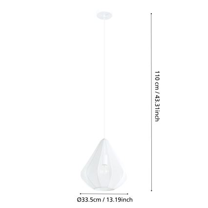 Eglo - Chandelier on a string 1xE27/40W/230V d. 33,5 cm white