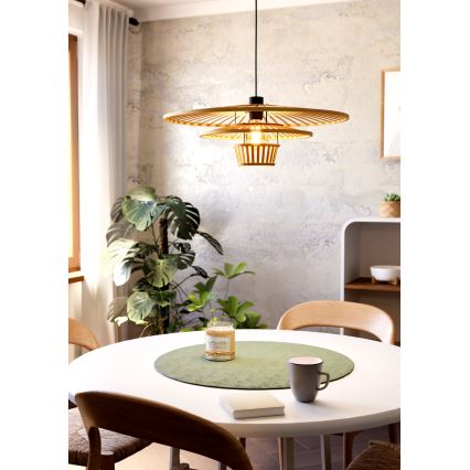 Eglo - Cable-suspended pendant light 1xE27/40W/230V bamboo