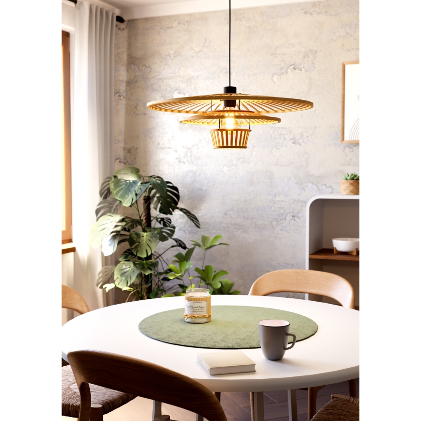 Eglo - Cable-suspended pendant light 1xE27/40W/230V bamboo