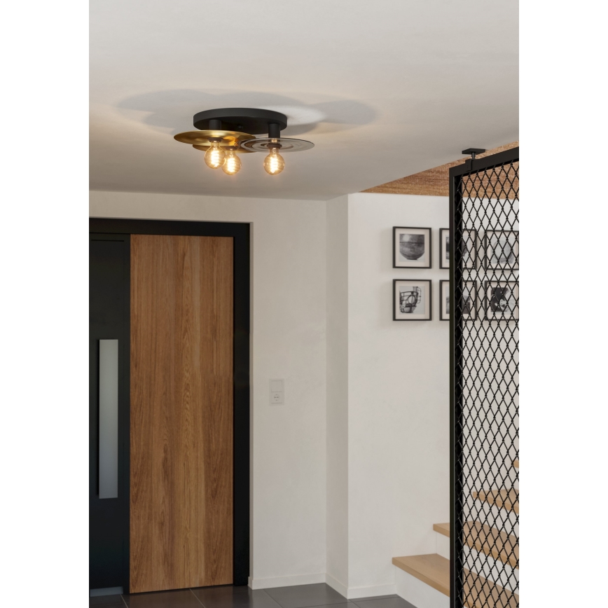 Eglo - Ceiling light 3xE27/40W/230V gold/black