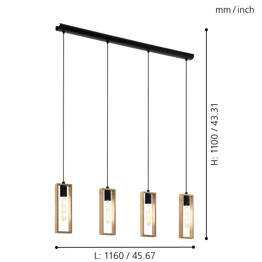 Eglo - Chandelier on a string 4xE27/60W/230V