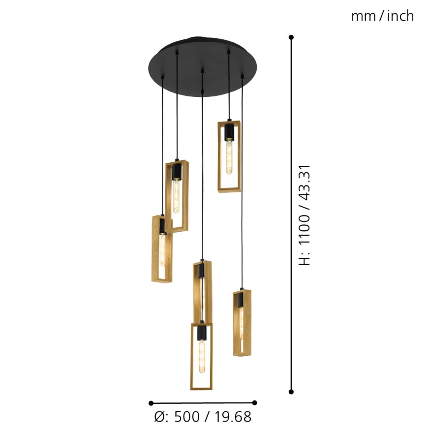 Eglo - Chandelier on a string 6xE27/60W/230V