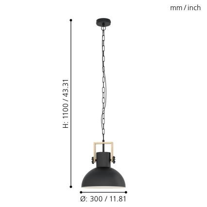 Eglo - Chain-hung pendant light 1xE27/28W/230V