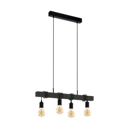 Eglo 44061 - Cable-hung chandelier TOWNSHEND 4xE27/40W/230V black