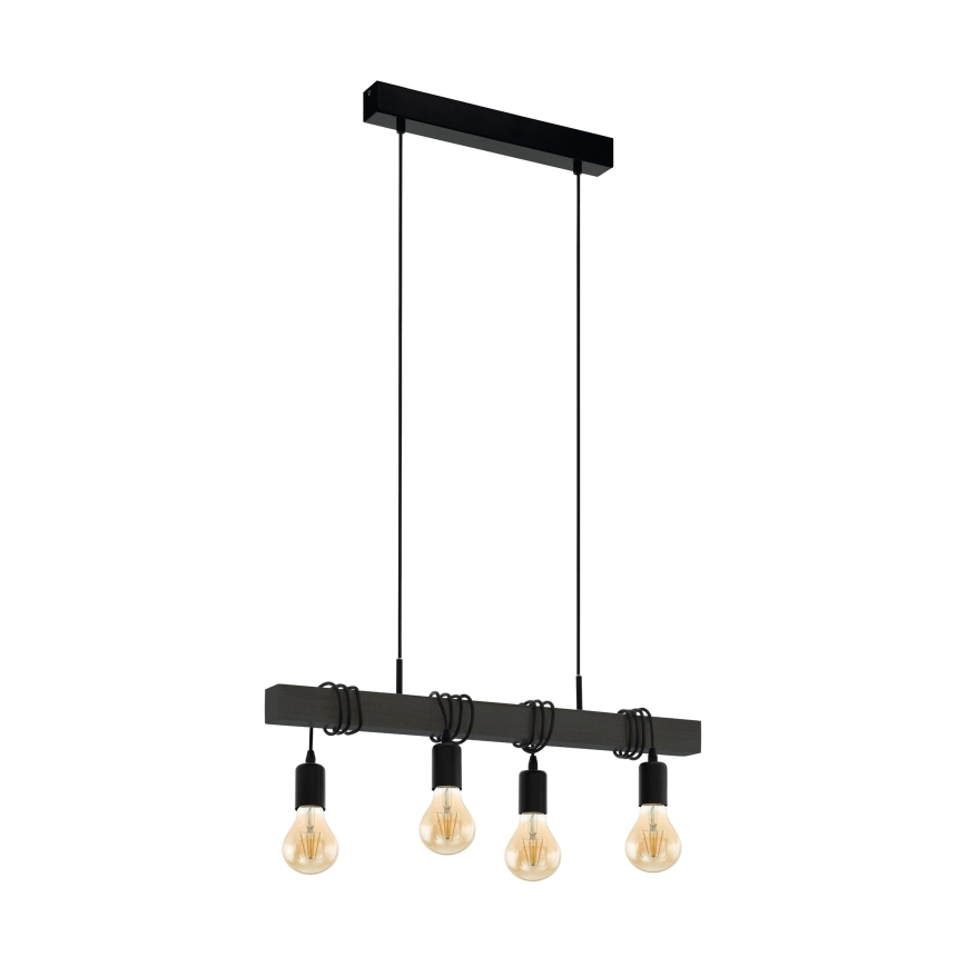 Eglo 44061 - Cable-hung chandelier TOWNSHEND 4xE27/40W/230V black