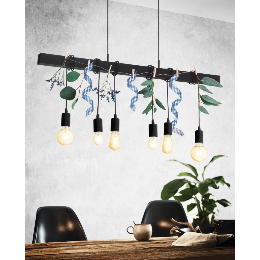 Eglo - Chandelier on a string TOWNSHEND 6xE27/60W/230V - FSC certified