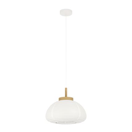 Eglo - Cable-Suspended Pendant Light 1x E27/40W/230V, Ø 40 cm, White/Beige