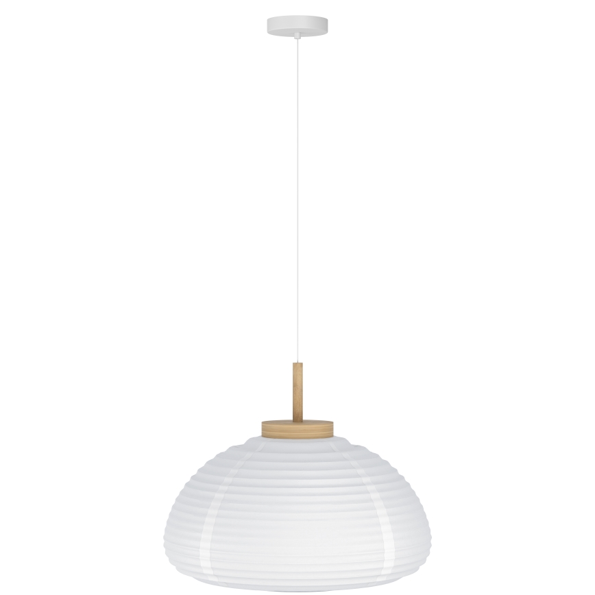Eglo - Cable-Suspended Pendant Light 1x E27/40W/230V, Ø 40 cm, White/Beige