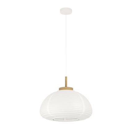 Eglo - Pendant light on cord 1xE27/40W/230V Ø 55 cm white/beige