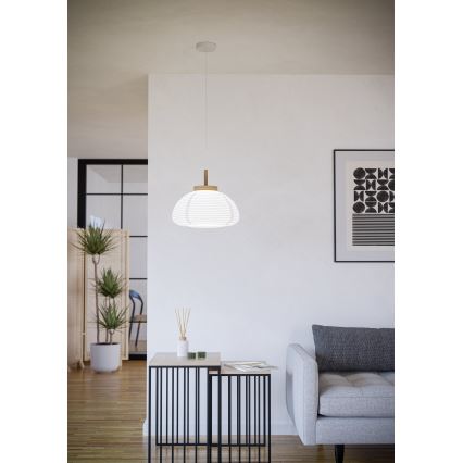 Eglo - Pendant light on cord 1xE27/40W/230V Ø 55 cm white/beige