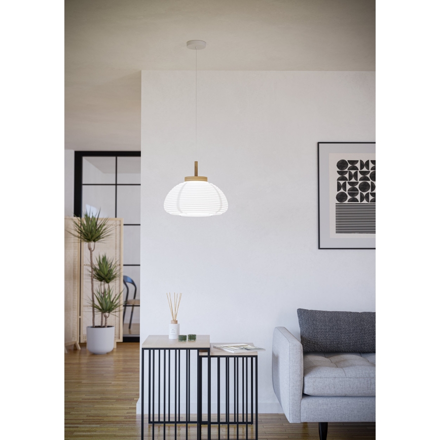 Eglo - Pendant light on cord 1xE27/40W/230V Ø 55 cm white/beige