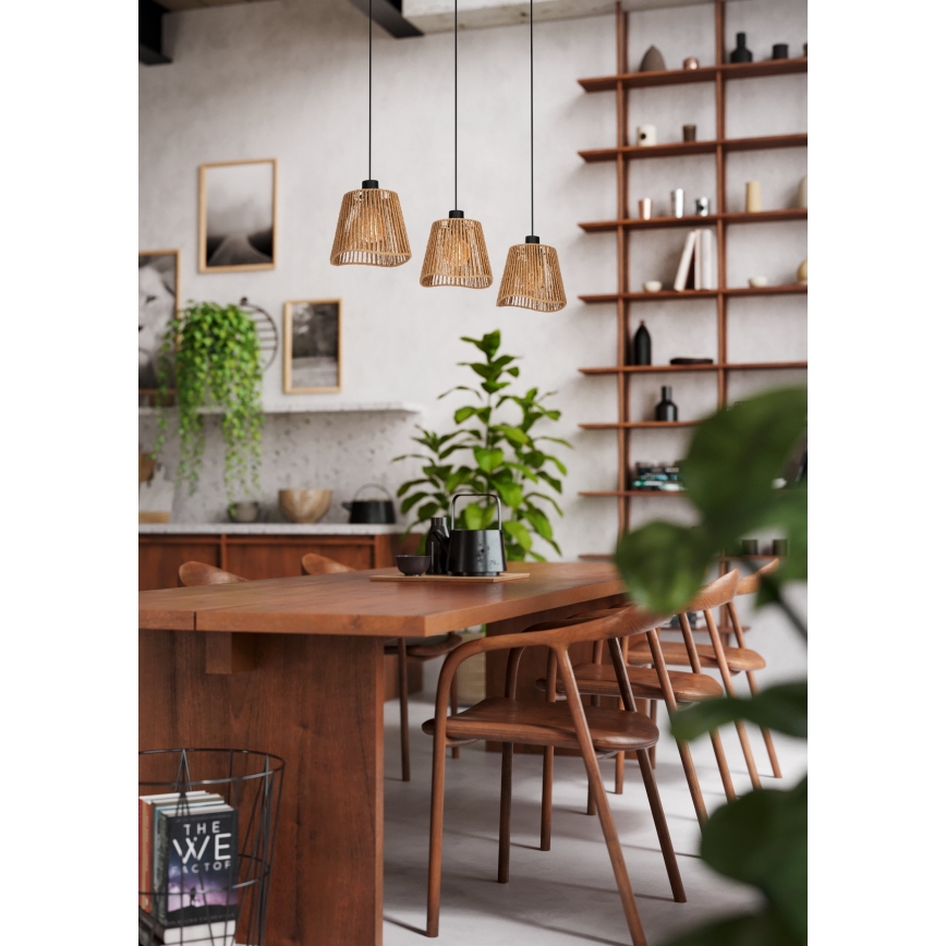 Eglo - Chandelier on a string 3xE27/60W/230V brown