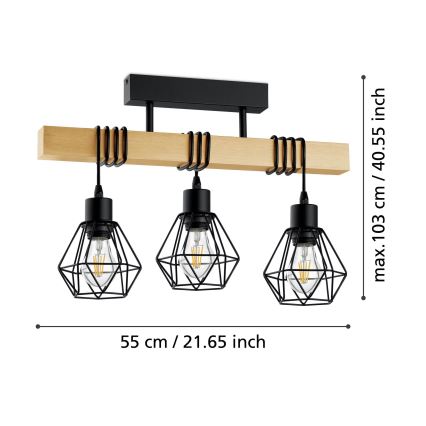 Eglo - TOWNSHEND 3-light flush-mounted chandelier, 3x E27/60W/230V
