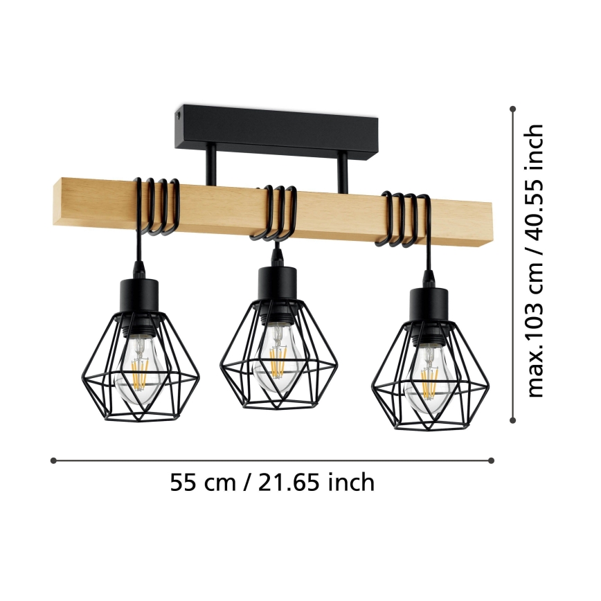 Eglo - TOWNSHEND 3-light flush-mounted chandelier, 3x E27/60W/230V
