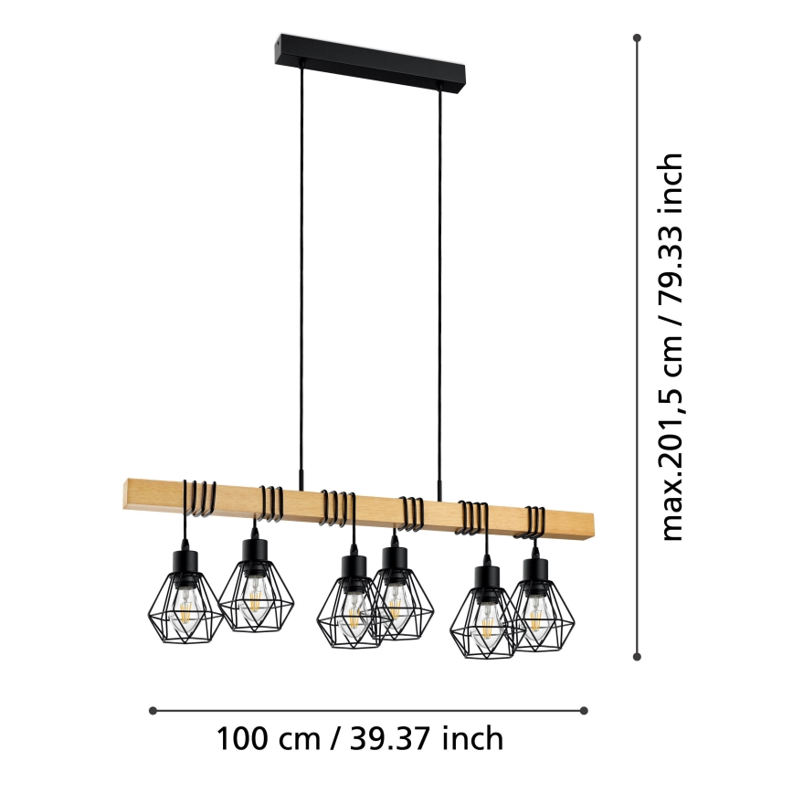 Eglo - Chandelier on a string TOWNSHEND 6xE27/60W/230V