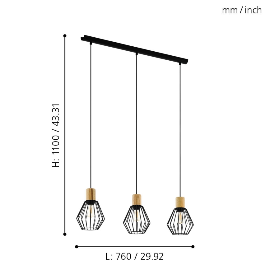 Eglo - Chandelier on a string 3xE27/60W/230V