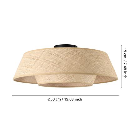 Eglo - Ceiling light 1xE27/60W/230V Ø 50 cm raffia