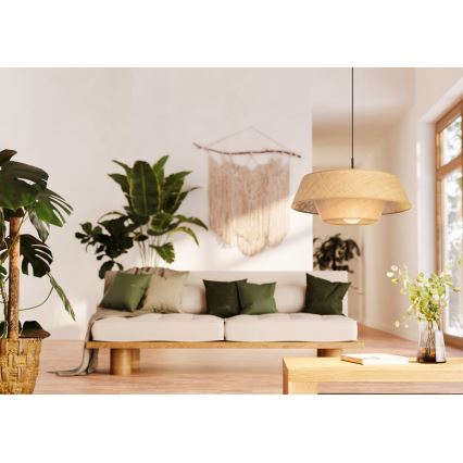 Eglo - Cable-suspended pendant light 1xE27/60W/230V raffia
