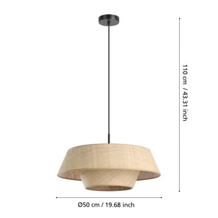 Eglo - Cable-suspended pendant light 1xE27/60W/230V raffia