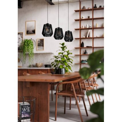 Eglo - Chandelier on a string 3xE27/60W/230V black