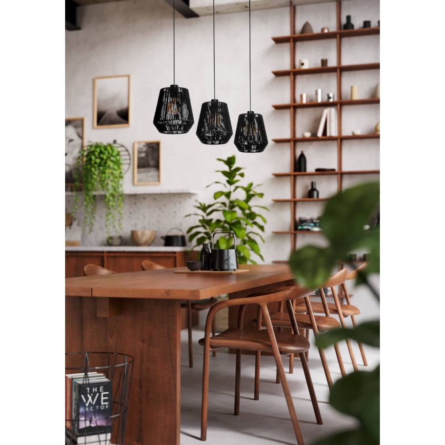 Eglo - Chandelier on a string 3xE27/60W/230V black