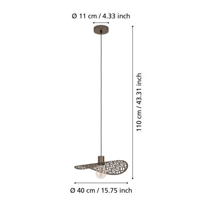 Eglo - Cable-hung pendant light 1xE27/60W/230V Ø 40 cm, bronze