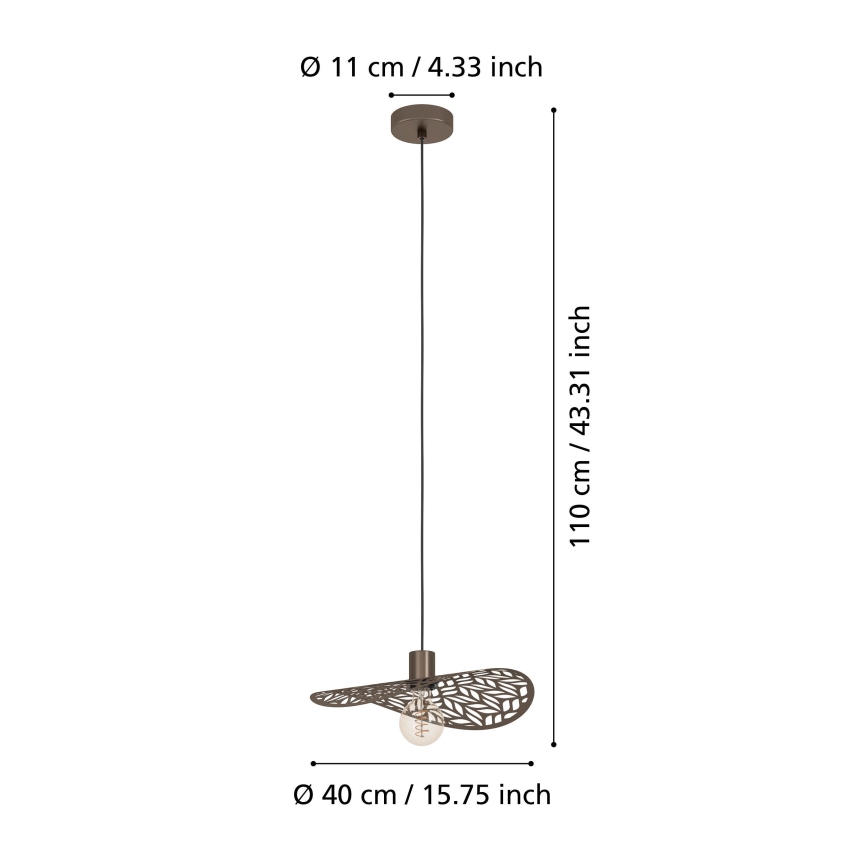 Eglo - Cable-hung pendant light 1xE27/60W/230V Ø 40 cm, bronze