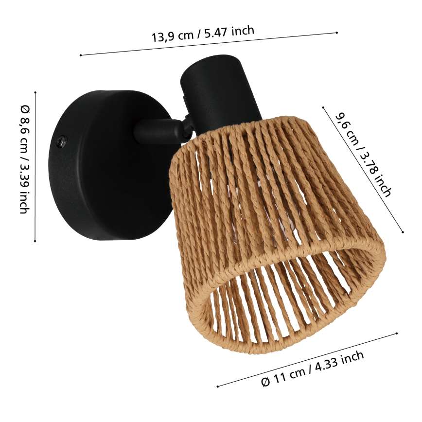 Eglo - Wall-mounted spotlight 1xE14/10W/230V black/beige