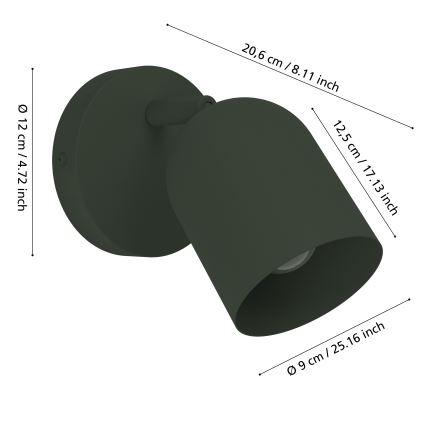 Eglo - Wall-mounted spotlight 1xE14/40W/230V green