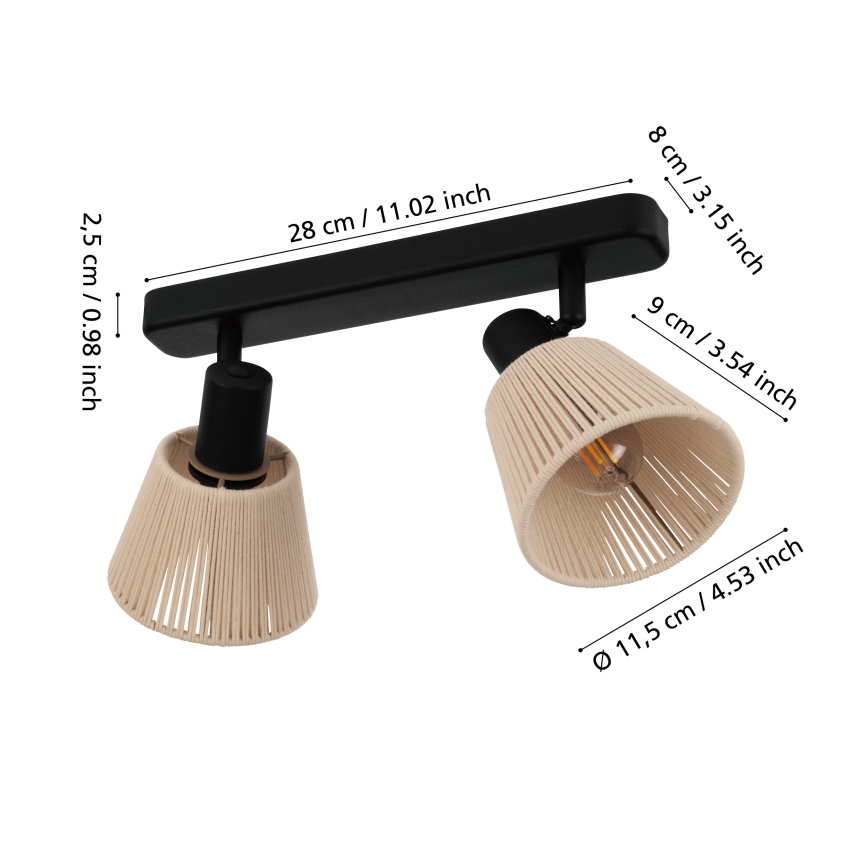 Eglo - Spotlight 2xE14/40W/230V beige/black