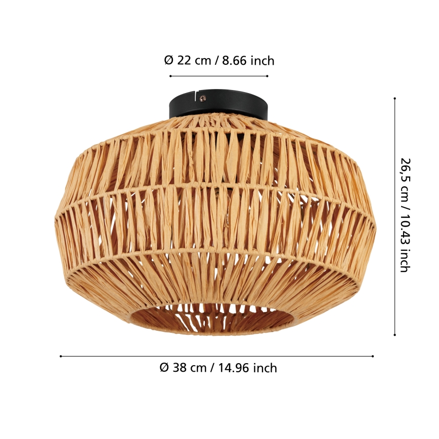 Eglo - Ceiling light 1x E27/40W/230V, Ø 38 cm, brown