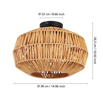Eglo - Ceiling light 1x E27/40W/230V, Ø 38 cm, brown