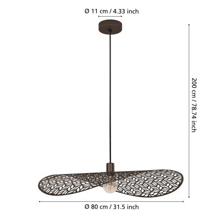Eglo - Cable pendant light 1xE27/60W/230V, Ø 80 cm, bronze