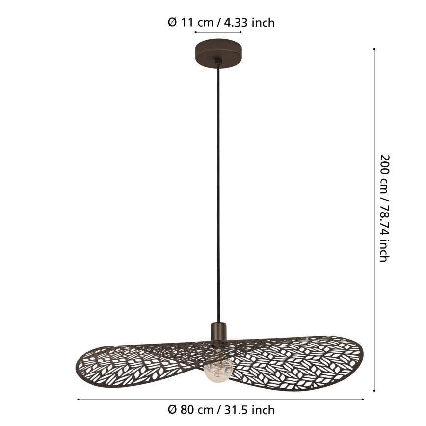 Eglo - Cable pendant light 1xE27/60W/230V, Ø 80 cm, bronze