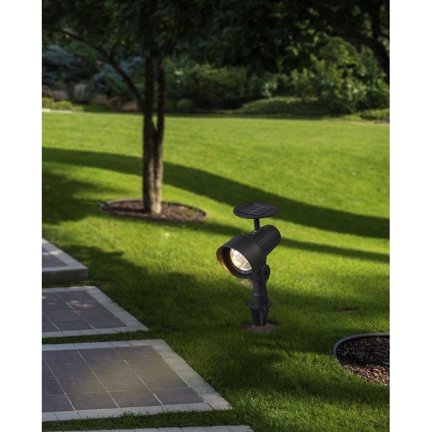 Eglo - Set of 3 LED Solar Lights with Sensor, 200 mAh Battery, IP44, Black