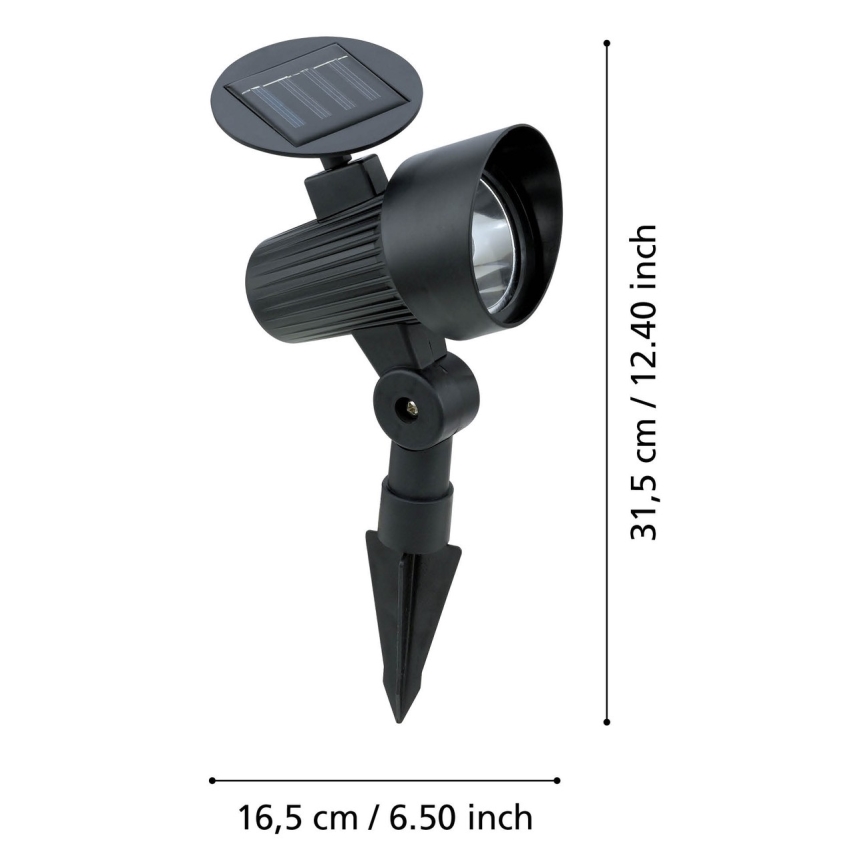 Eglo - Set of 3 LED Solar Lights with Sensor, 200 mAh Battery, IP44, Black