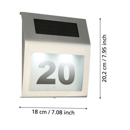 Eglo 48875 - LED Solar house number LED/1,2W/1,2V 300 mAh IP44 matte chrome