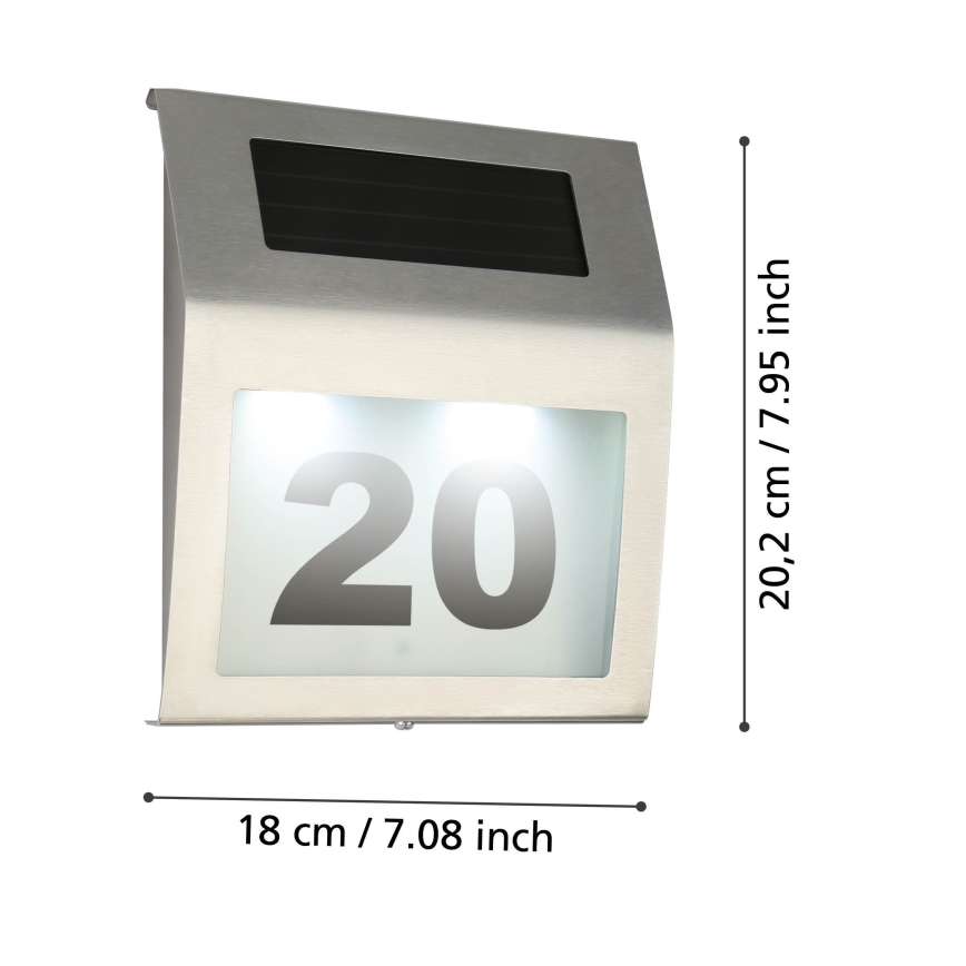 Eglo 48875 - LED Solar house number LED/1,2W/1,2V 300 mAh IP44 matte chrome