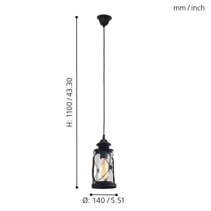 Eglo - Chandelier 1xE27/60W/230V