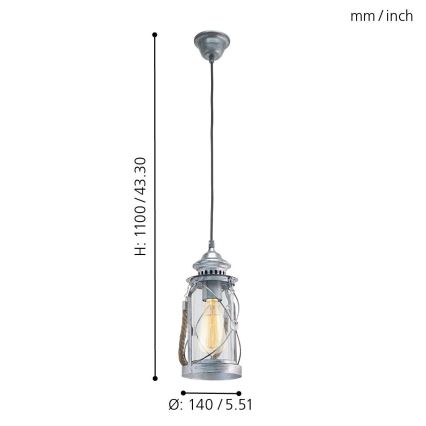 Eglo - Chandelier 1xE27/60W/230V