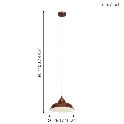 Eglo - Chandelier 1xE27/60W/230V