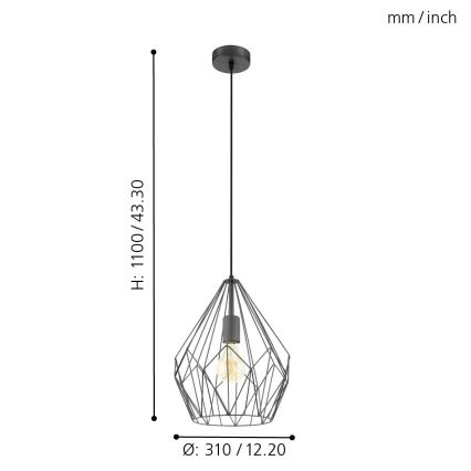 Eglo - Chandelier 1xE27/60W/230V