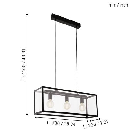 Eglo - Chandelier 3xE27/60W/230V