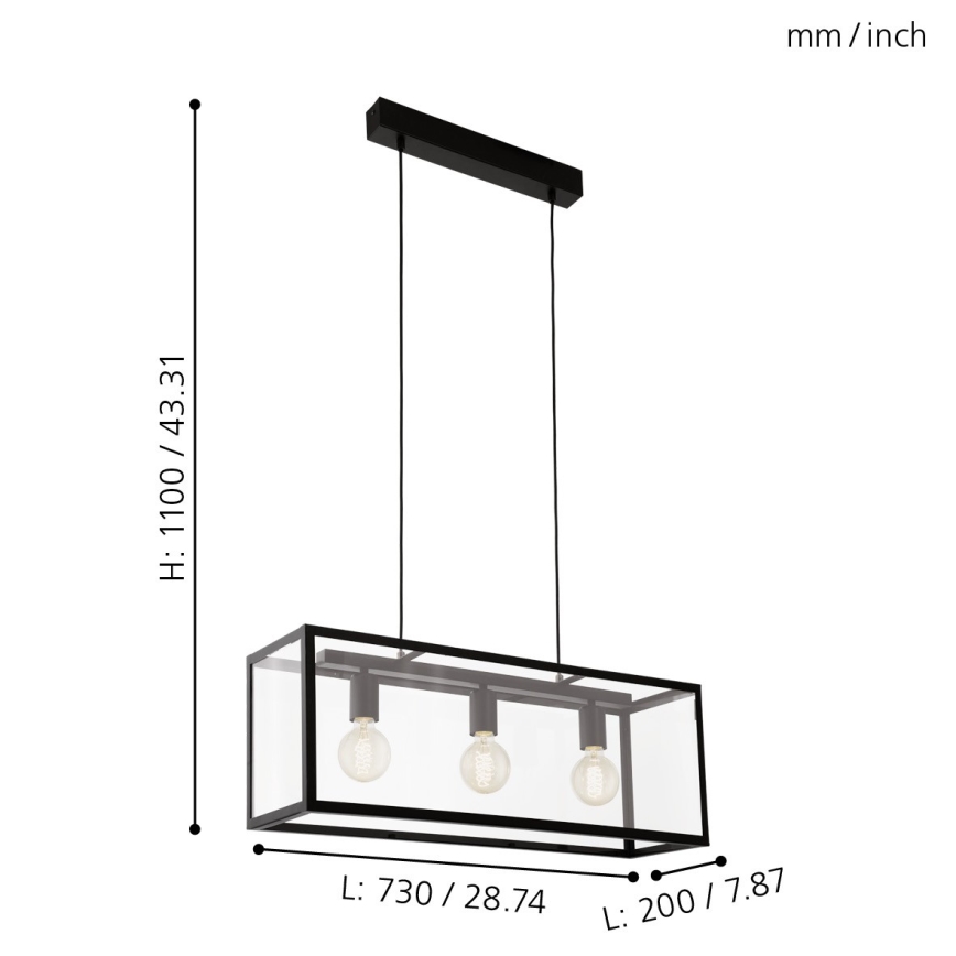 Eglo - Chandelier 3xE27/60W/230V