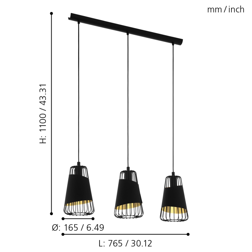 Eglo - Chandelier on a string 3xE27/60W/230V