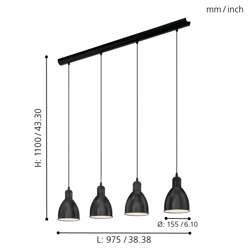 Eglo - Chandelier 4xE27/60W/230V