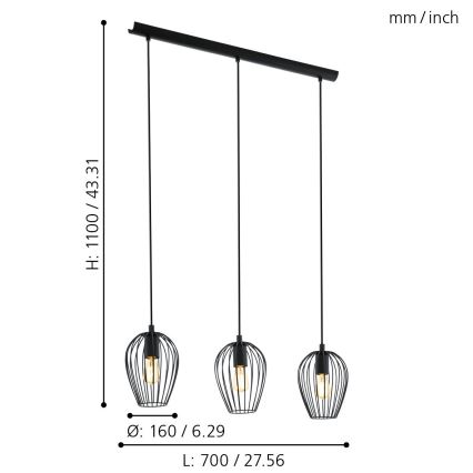 Eglo - Chandelier 3xE27/60W/230V
